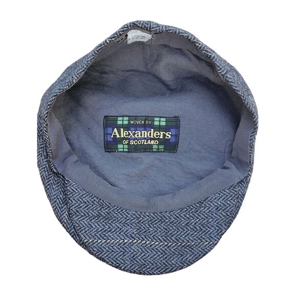 Vintage Alexanders of Scotland Pure Lambswool Newsboys Cap Tweed Herringbone - Picture 7 of 8